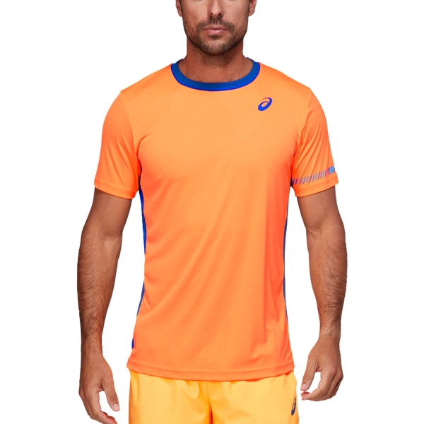 Asics Logo Men's Padel T-Shirt - Orange Pop/Monaco Blue
