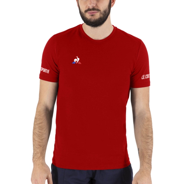 Men's T-Shirt Padel Le Coq Sportif Logo TShirt  Pur Rouge 2020721