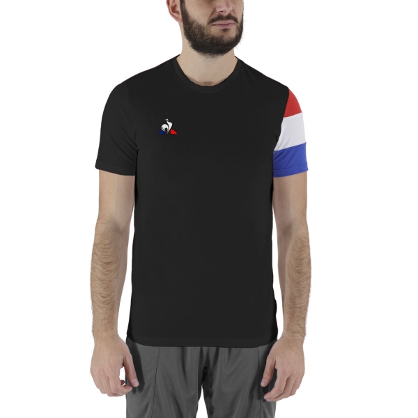 Camiseta Padel Hombre Le Coq Sportif Match Camiseta  Black/Cobalt 2020637