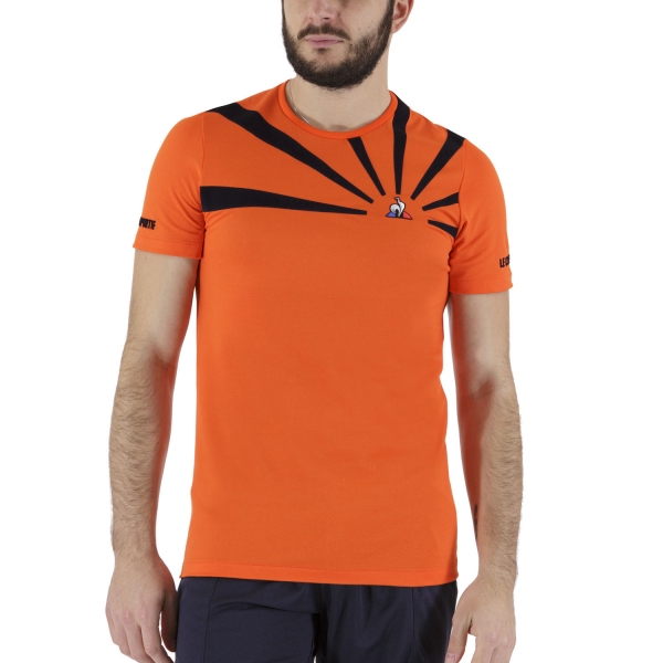 Men's T-Shirt Padel Le Coq Sportif Performance Pro TShirt  Orange/Sky Captain 2110719