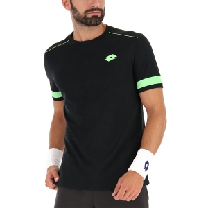 Camiseta Padel Hombre Lotto Superrapida V Camiseta  All Black/Green Apple Neo 2155081TA