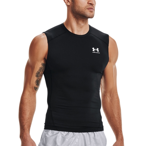 Camiseta Padel Hombre Under Armour HeatGear Compression Top  Black/White 13615220001
