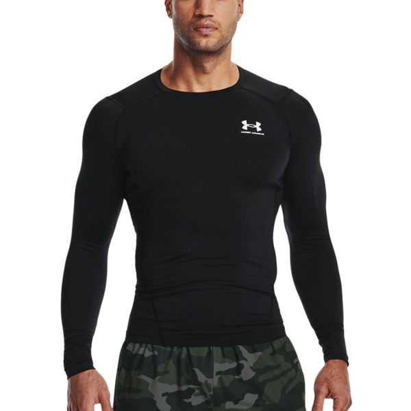 Men's Padel Shirt and Hoody Under Armour HeatGear Compression Shirt  Black/White 13615240001