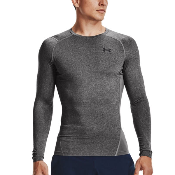 Men's Padel Shirt and Hoody Under Armour HeatGear Compression Shirt  Carbon Heather/Black 13615240090
