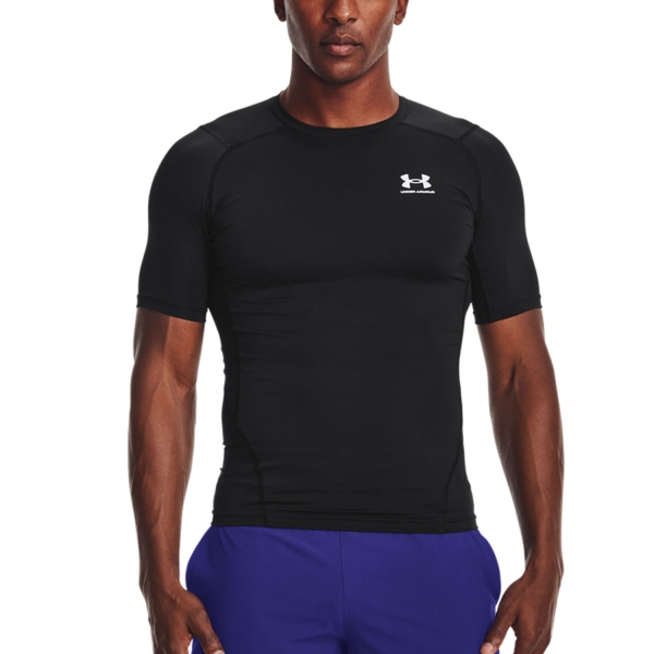 Men's T-Shirt Padel Under Armour HeatGear Compression TShirt  Black/White 13615180001