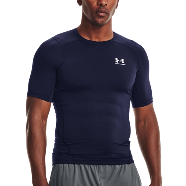 Maglietta Padel Uomo Under Armour HeatGear Compression Maglietta  Midnight Navy/White 13615180410