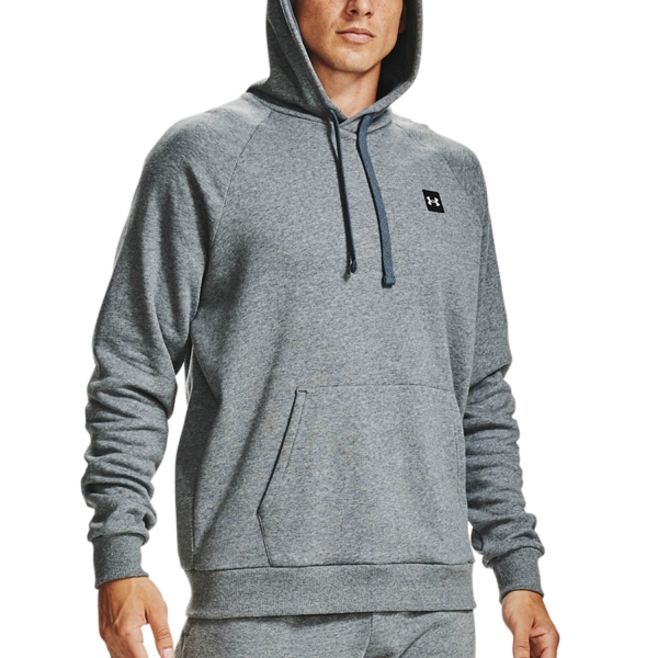 Men's Padel Shirt and Hoody Under Armour Rival Fleece Hoodie  Pitch Gray Light Heather/Onyx White 13570920012