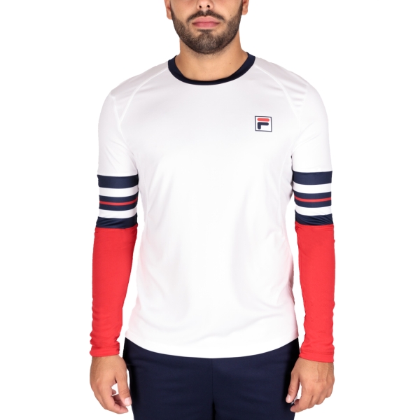 Men's Padel Shirt and Hoody Fila Tom Shirt  White/Navy Comb UOM229324E0151