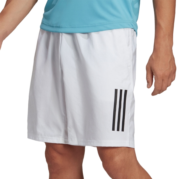 Men's Padel Shorts adidas Club 3 Stripes 8in Shorts  White HS3251