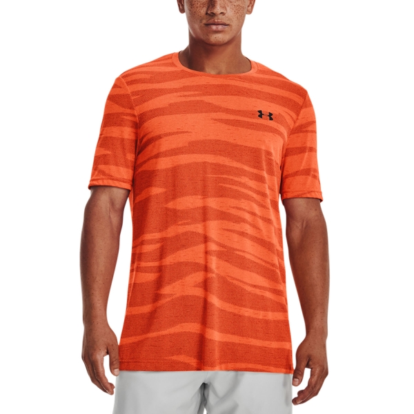 Men's T-Shirt Padel Under Armour Seamless Wave TShirt  Orange Blast/Black 13737260866