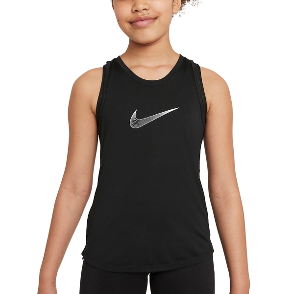 Top y Camisas Padel Niña Nike DriFIT One Top Nina  Black/White DH5215010