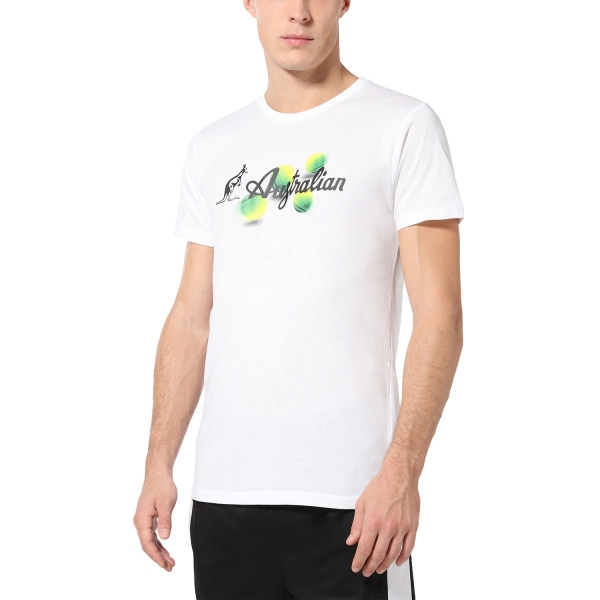 Maglietta Padel Uomo Australian Balls Maglietta  Bianco/Nero TEUTS0054002