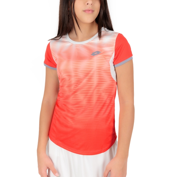 Girl's Padel Tanks and Shirts Lotto Top IV 2 TShirt Girl  Red Poppy/Bright White 2173639AO