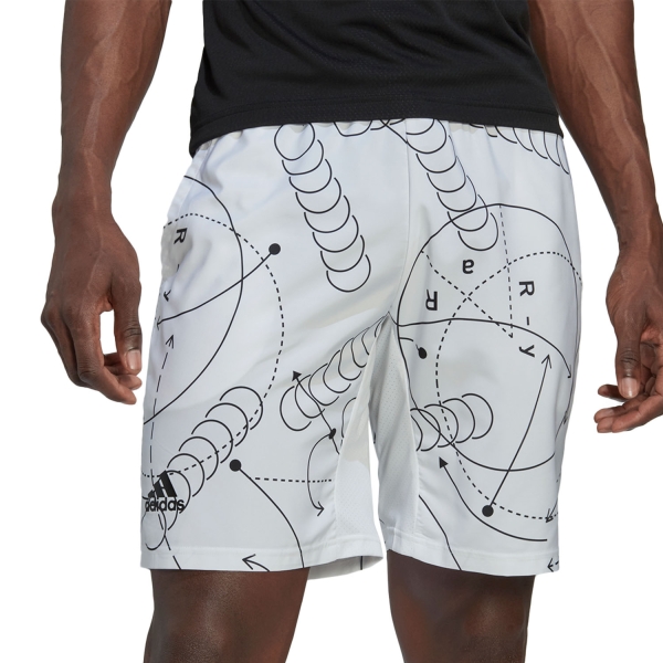 Men's Padel Shorts adidas Club Graphic Logo 9in Shorts  White HM6526
