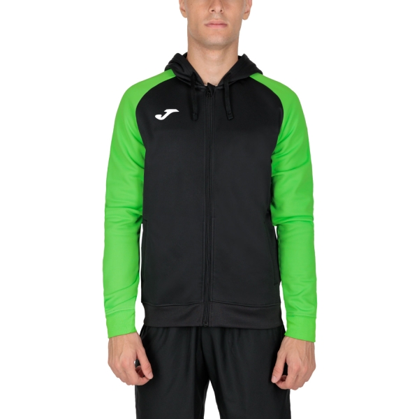 Men's Padel Shirt and Hoody Joma Academy IV Hoodie  Black/Fluor Green 101967.117