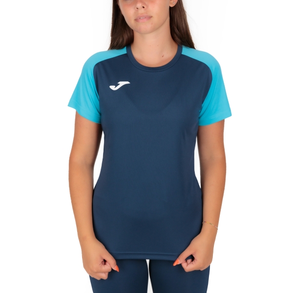 Women's Padel T-Shirt and Polo Joma Academy IV TShirt  Navy/Fluor Turquoise 901335.342