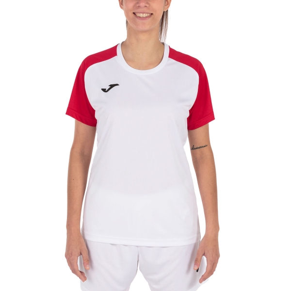 Women's Padel T-Shirt and Polo Joma Academy IV TShirt  White/Red 901335.206