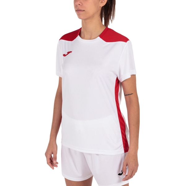 Women's Padel T-Shirt and Polo Joma Championship VI Logo TShirt  White/Red 901265.206
