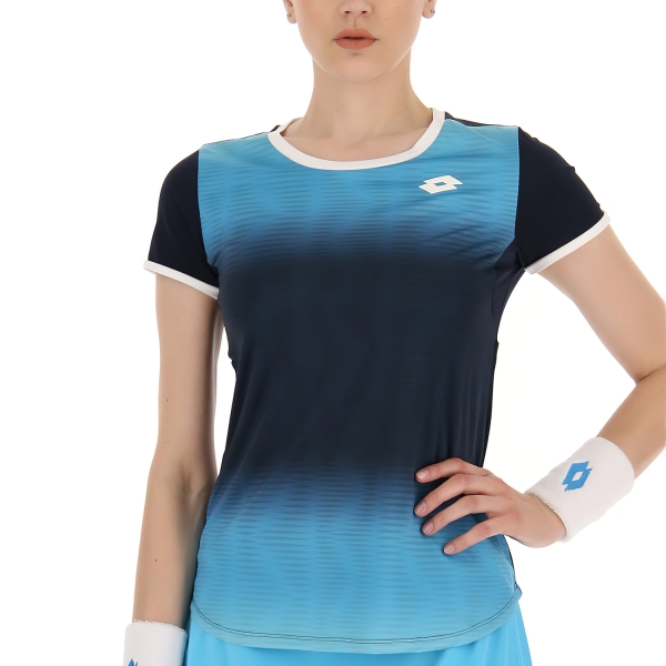 Lotto Top IV Logo Maglietta da Padel Donna - Blue Atoll