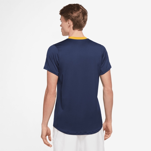 Nike Dri-FIT Advantage T-Shirt - Midnight Navy/Yellow Ochre/White