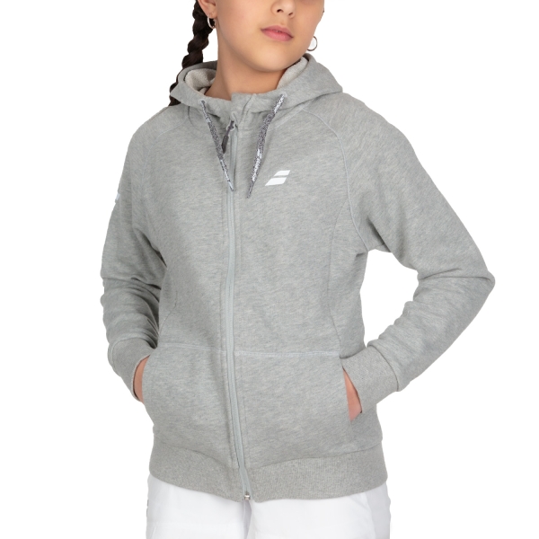 Girl's Padel Suit and Hoody Babolat Exercise Hoodie Girl  High Rise Heather 4GP11213002