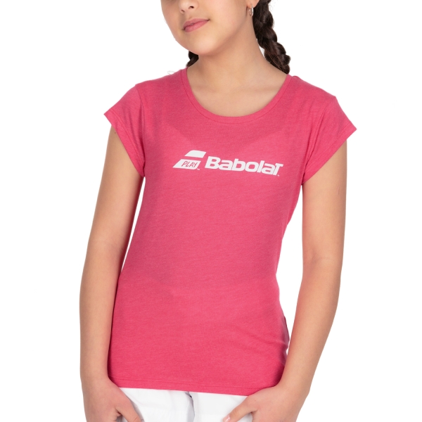 Girl's Padel Tanks and Shirts Babolat Exercise TShirt Girl  Red Rose Heather 4GP14415030