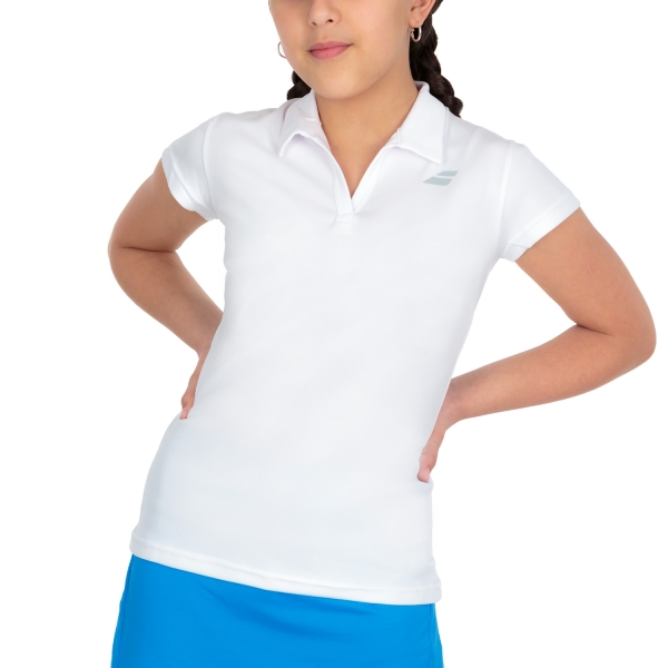 Girl's Padel Tanks and Shirts Babolat Play Polo Girl  White 3GP10211000