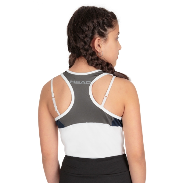 HEAD Club 22 Top Niña - White/Dark Blue