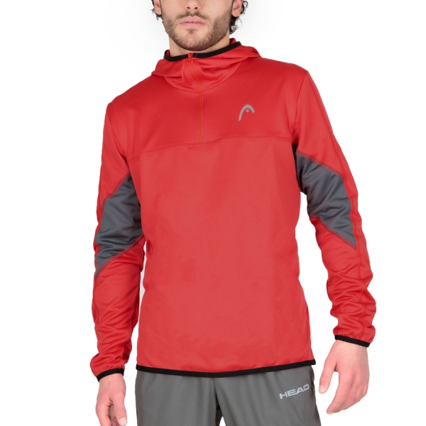 Men's Padel Shirt and Hoody HEAD Club 22 Tech Hoodie  Red 811441RD