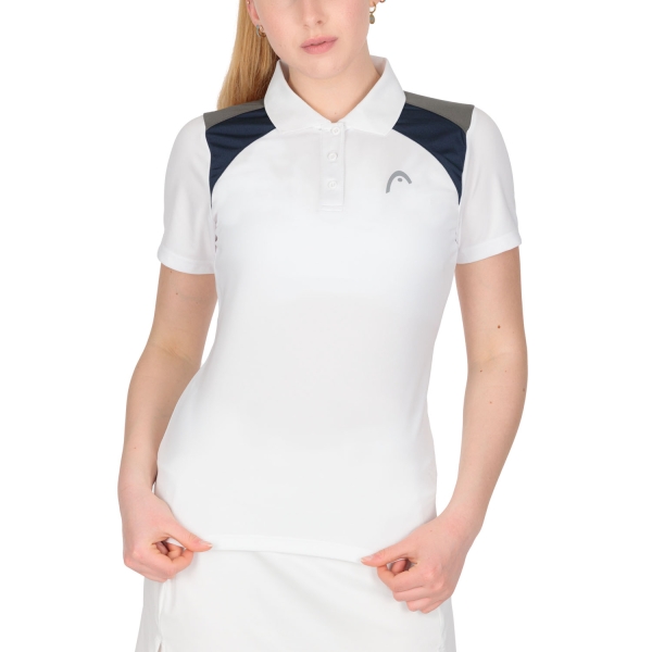 Maglietta e Polo Padel Donna HEAD Club 22 Tech Polo  White/Dark Blue 814421WHDB