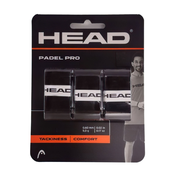 Padel Overgrip HEAD Padel Pro x 3 Overgrip  Black 285111 BK