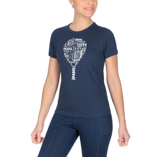 Women's Padel T-Shirt and Polo Head Typo TShirt  Dark Blue 814522DB