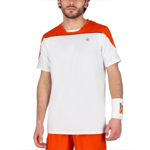 Camiseta Padel Hombre KSwiss Hypercourt Block Crew 3 Camiseta  White/Spicy Orange 105804155