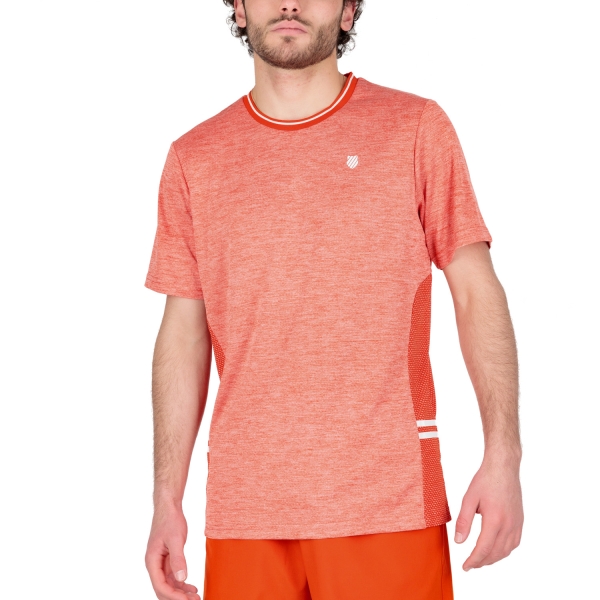 Men's T-Shirt Padel KSwiss Hypercourt Double Crew TShirt  Spicy Orange/Melange 105802850
