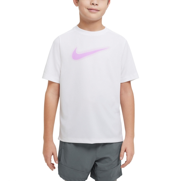 Boy's Padel Polos and Shirt Nike DriFIT Icon TShirt Boy  White/Rush Fuchsia DX5386100