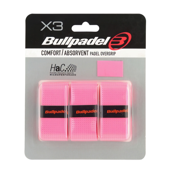 Padel Overgrip Bullpadel GB1201 Comfort Absorvent x 3 Overgrip  Rosa Fluor 450843722