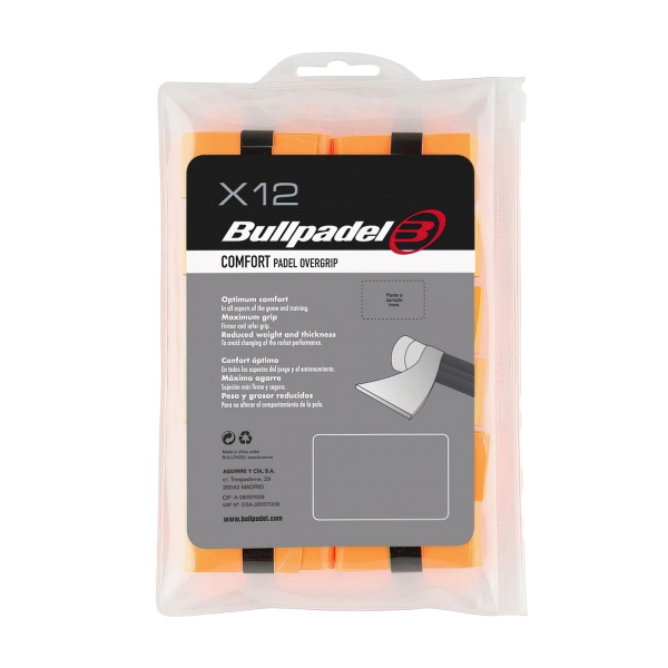 Padel Overgrip Bullpadel GB1600 Comfort x 12 Overgrip  Naranja Fluor 450840529