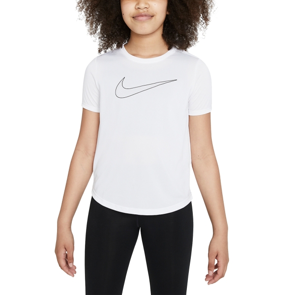 Girl's Padel Tanks and Shirts Nike DriFIT One TShirt Girl  White/Black DD7639100