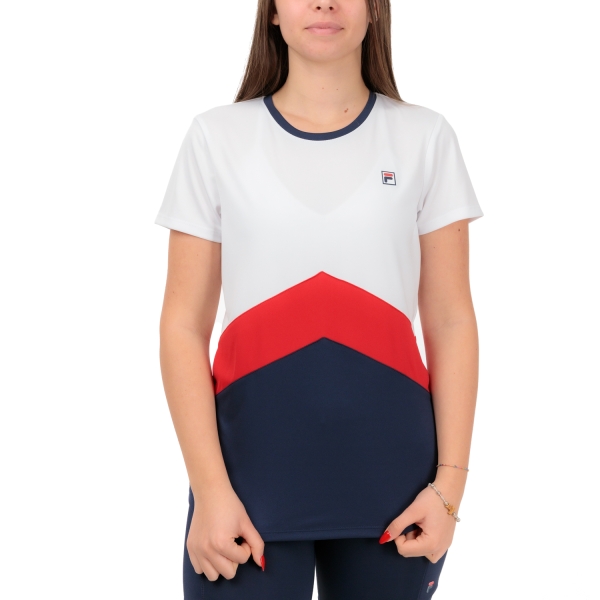 Women's Padel T-Shirt and Polo Fila Aurelia TShirt  White/Navy FBL231130E0151