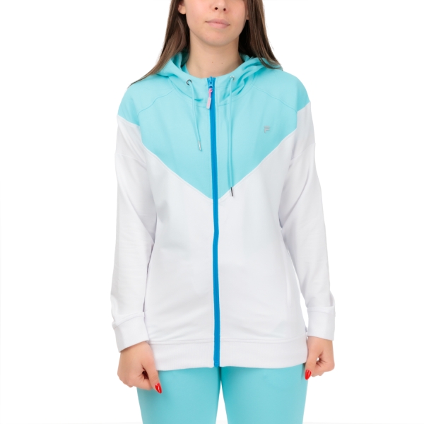 Women's Padel Shirts & Hoodies Fila Xenia Hoodie  White/Blue Radiance XFL2311100402