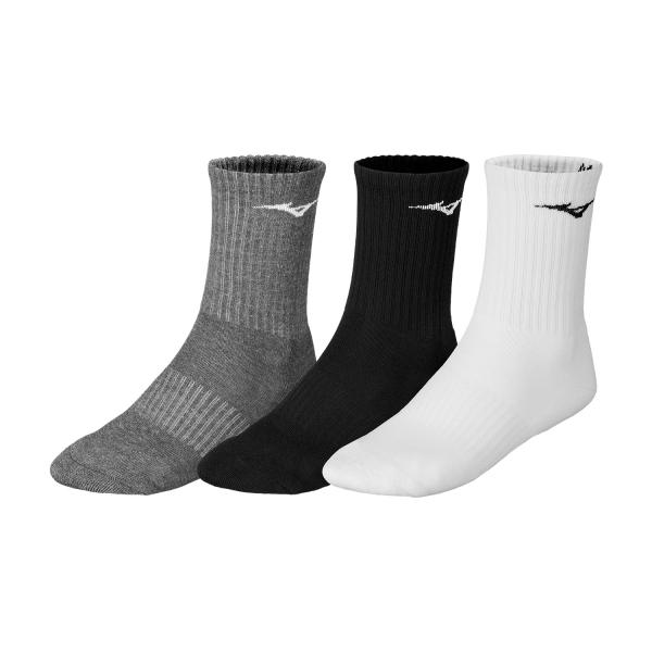 Padel Socks Mizuno Drylite Socks x 3  White/Black/Melange 32GX2505Z99