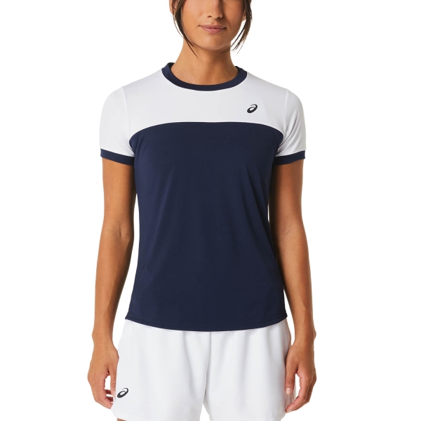Women's Padel T-Shirt and Polo Asics Court TShirt  Midnight/Brilliant White 2042A262402