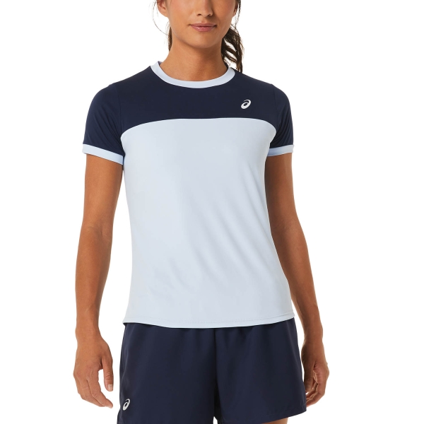 Women's Padel T-Shirt and Polo Asics Court TShirt  Soft Sky/Midnight 2042A262408