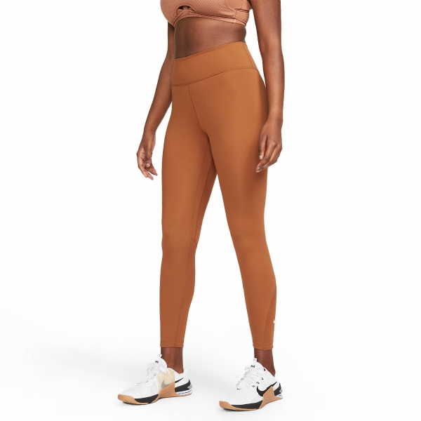 Pants y Tights Padel Mujer Nike One Mid Rise 7/8 Tights  Dark Russet/White DD0249246