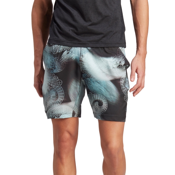 Shorts Padel Hombre adidas Printed Pro 7in Shorts  Black/Semi Flash Aqua/Dash Grey HZ3261