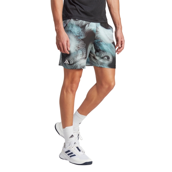 adidas Printed Pro 7in Shorts - Black/Semi Flash Aqua/Dash Grey
