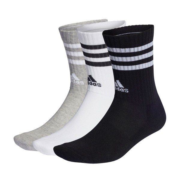Padel Socks adidas 3 Stripes Cushioned x 3 Socks  Medium Grey Heather/White/Black IC1323
