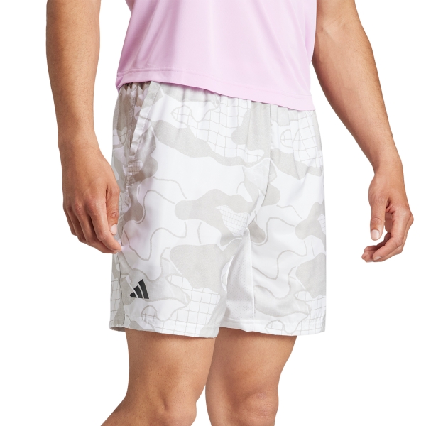 Men's Padel Shorts adidas Club Graphic 7in Shorts  White/Grey Three/Grey One IJ4867