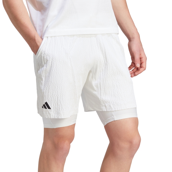 Pantaloncino Padel Uomo adidas Pro 2 in 1 7in Pantaloncini  White IA7101