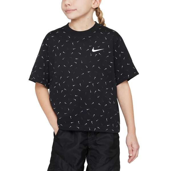 Girl's Padel Tanks and Shirts Nike Boxy Swoosh TShirt Girl  Black FD5366010